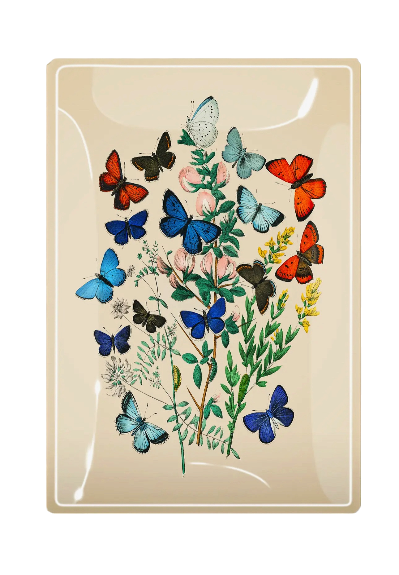 Garden Fluttering Butterflies Decoupage Glass Tray