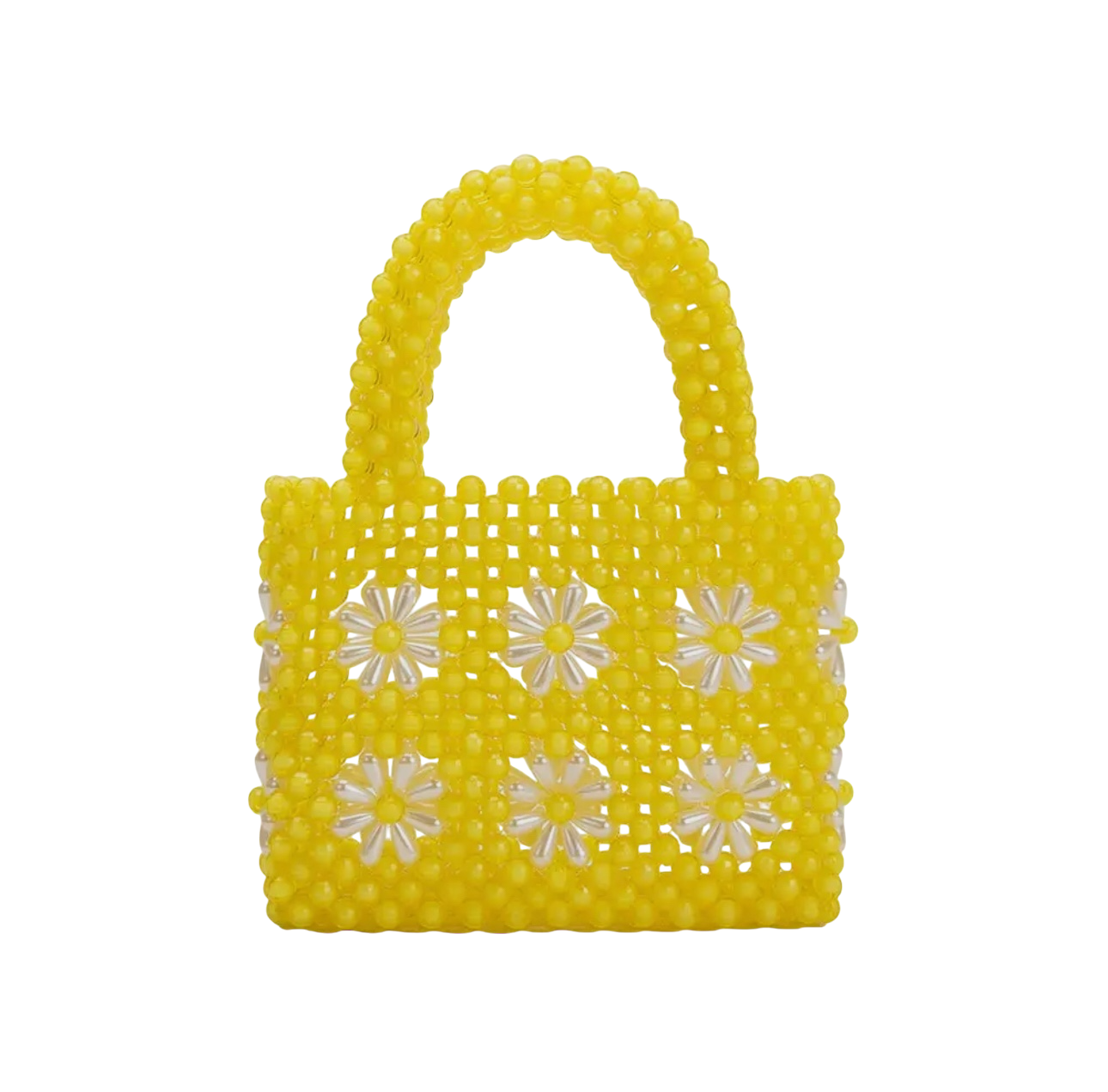 Daisy Beaded Top Handle Bag