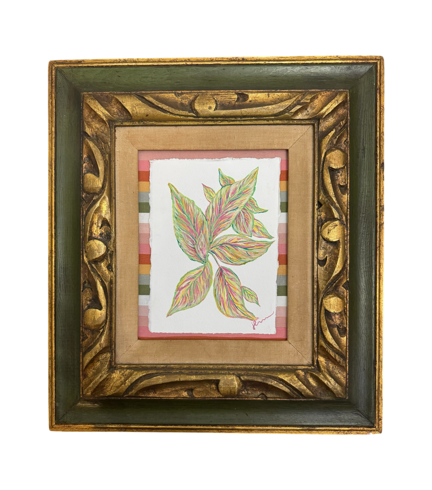 Jenn Leverett Art - Multicolor Botanical on Deckled Paper