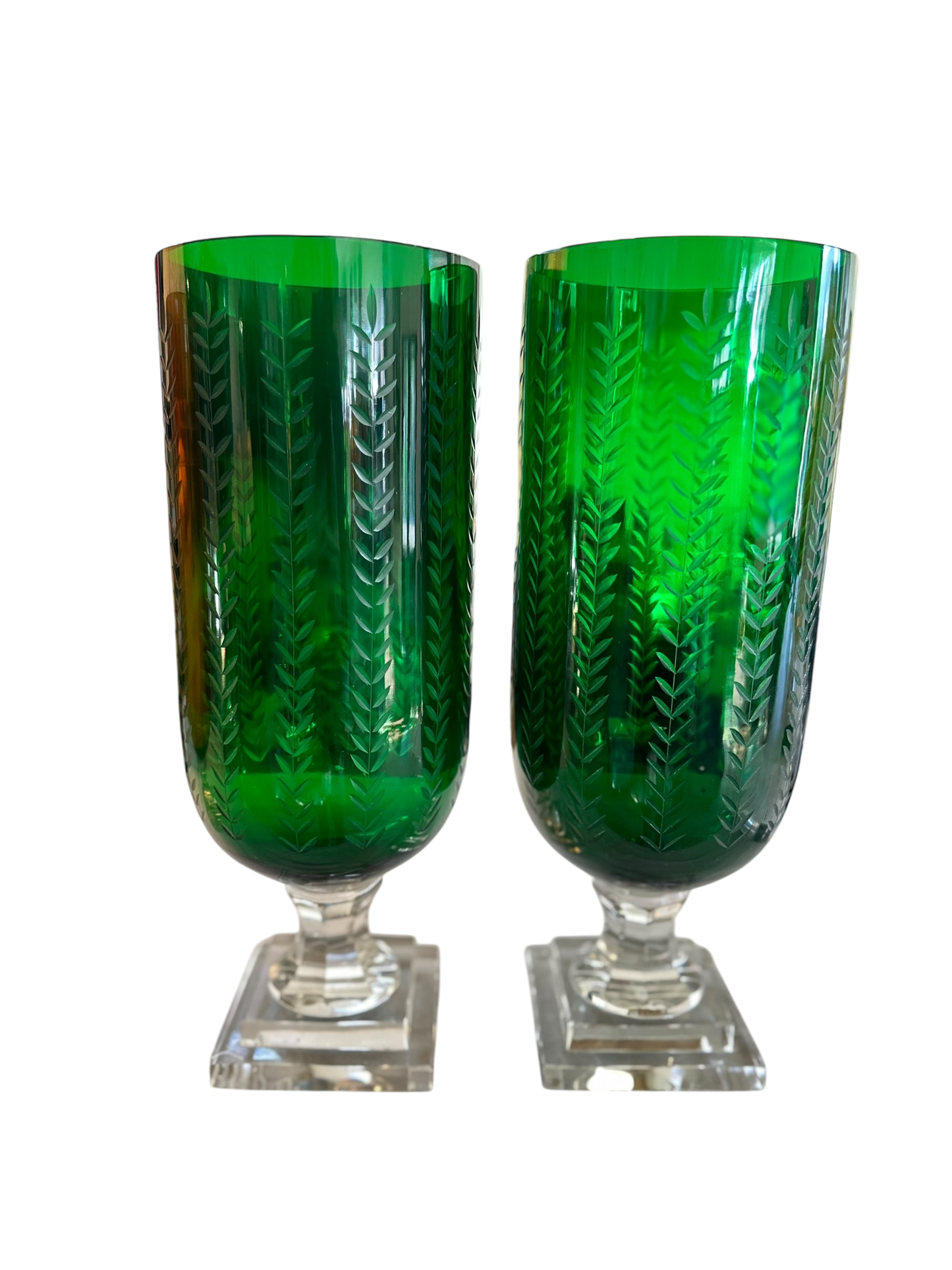 Pair of Laurel Leaf Etched Hurricanes