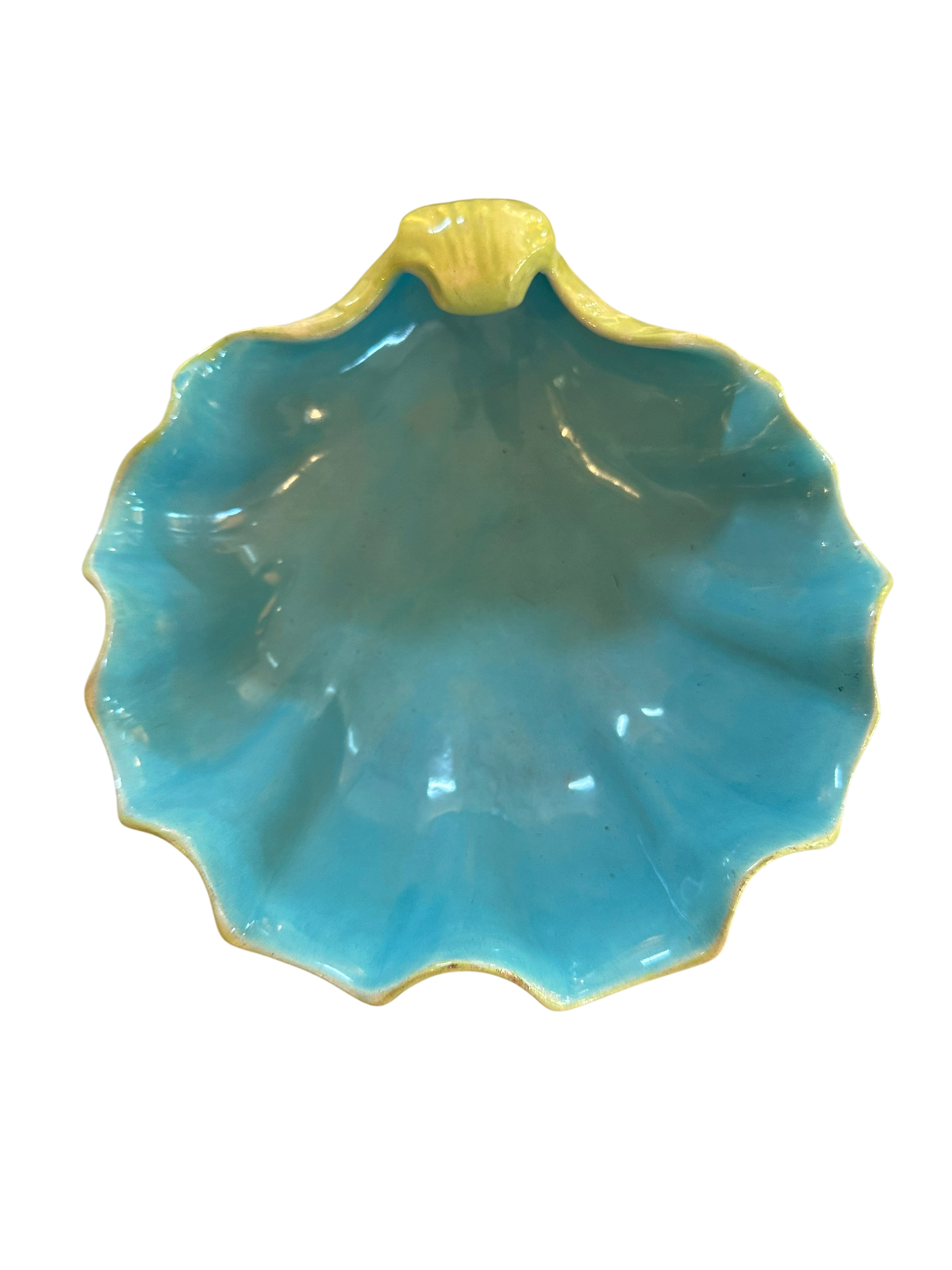Vintage Majolica Pedestal Shell Compote