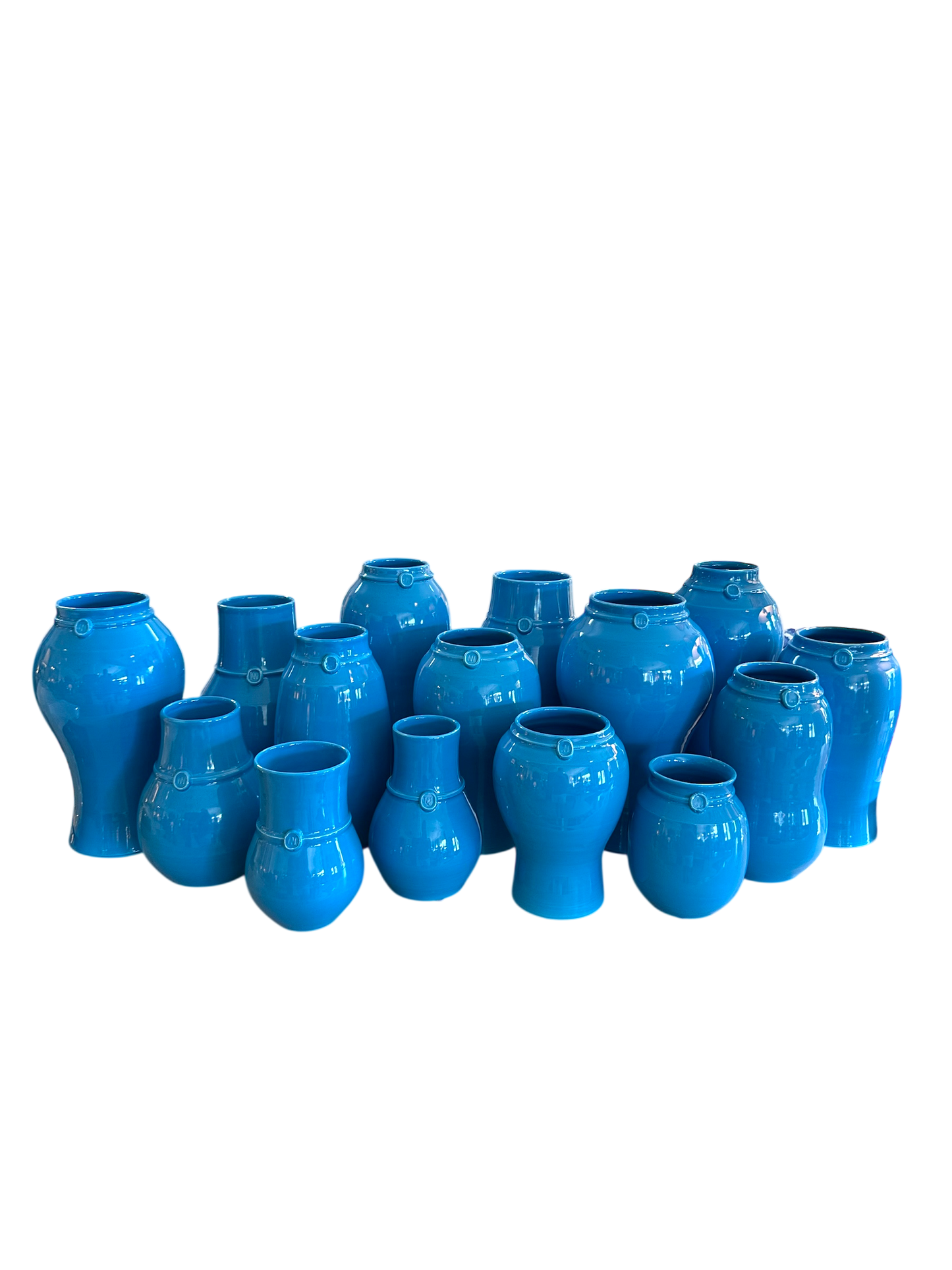 Nicholas Newcomb Banded Vases in Opaline Blue