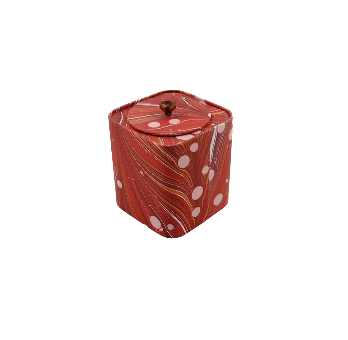 Marbled Tin Jar - Fire Whirl Red