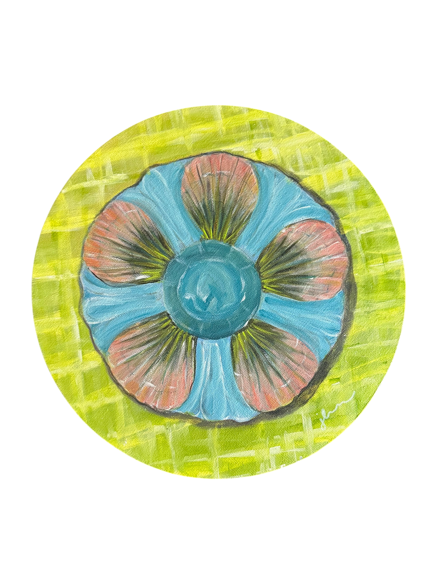 Jenn Leverett Art - Oyster Plate on Round Canvas II