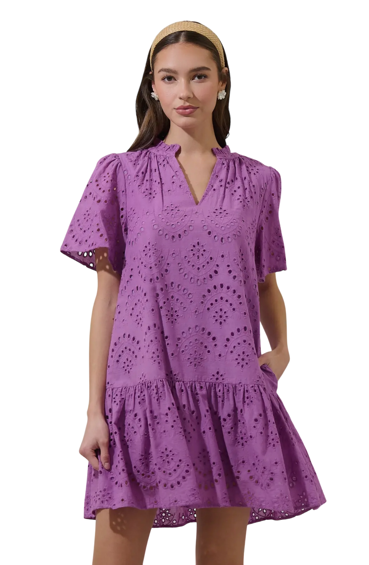 Eyelet Shift Mini in Orchid