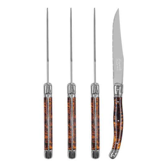 Laguiole 4-Piece Tortoise Steak Knife Set