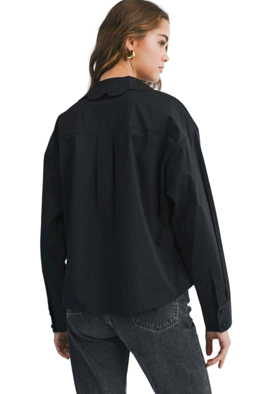 Scalloped Collar Button Up Shirt