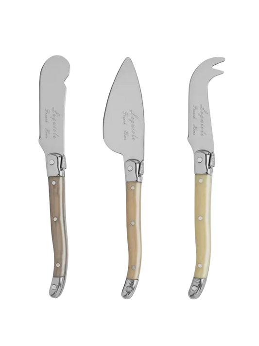 Laguiole 3-Piece Mother of Pearl Cheese Knife Set
