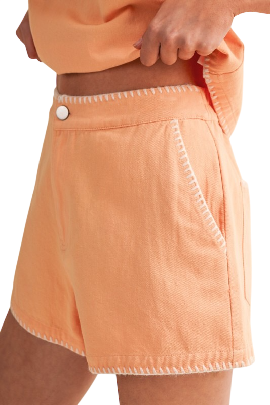 Coral Denim Shorts Set