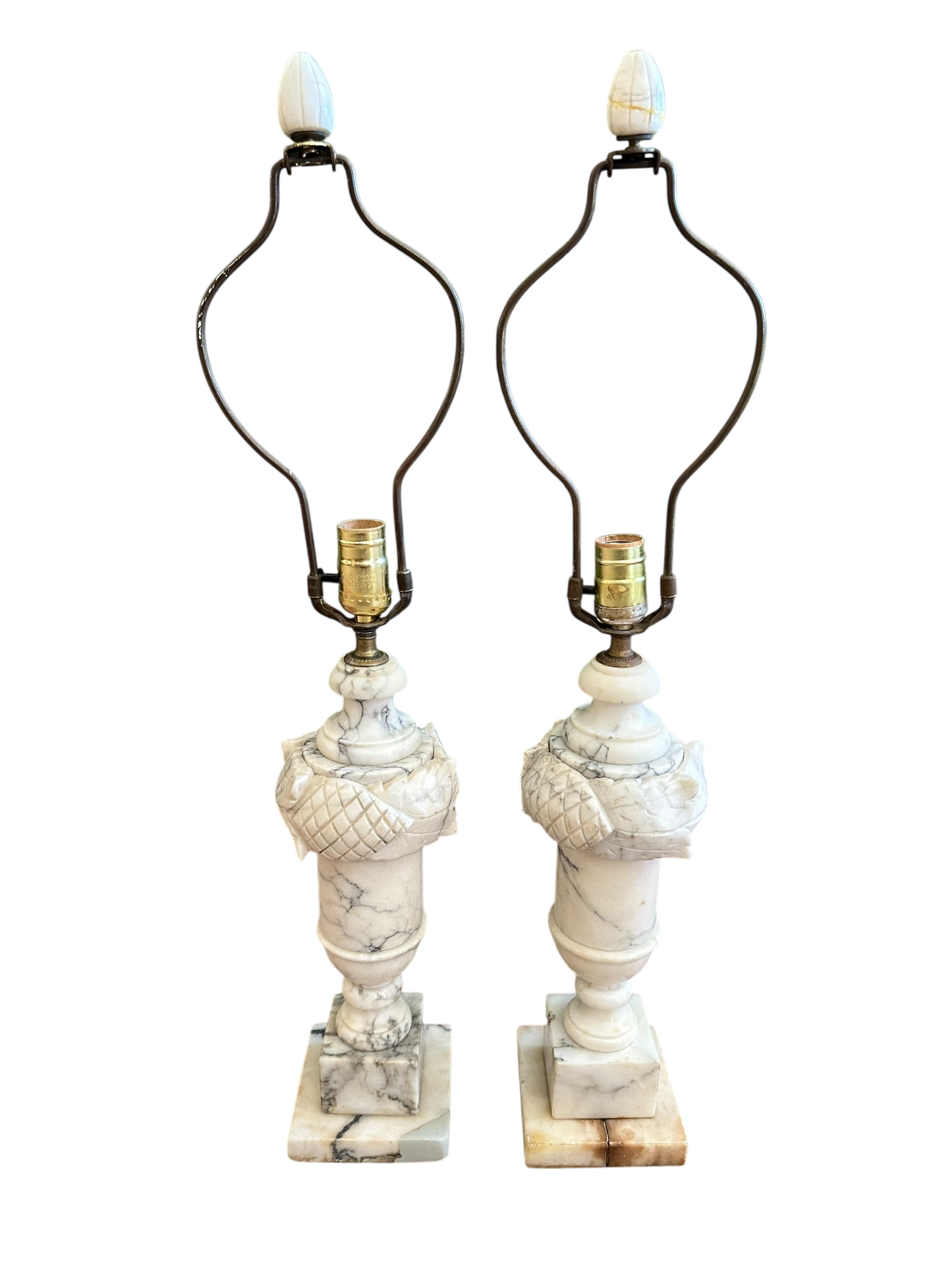 Pair of Vintage Alabaster Lamps