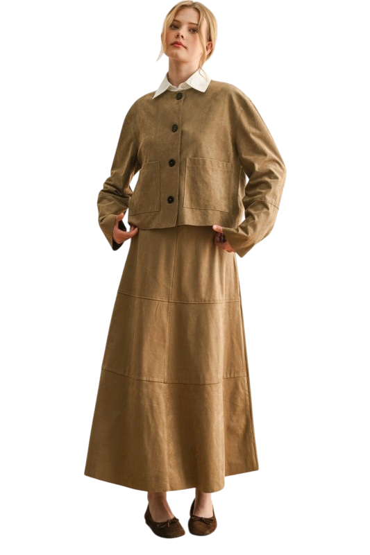 Suede A-Line Skirt