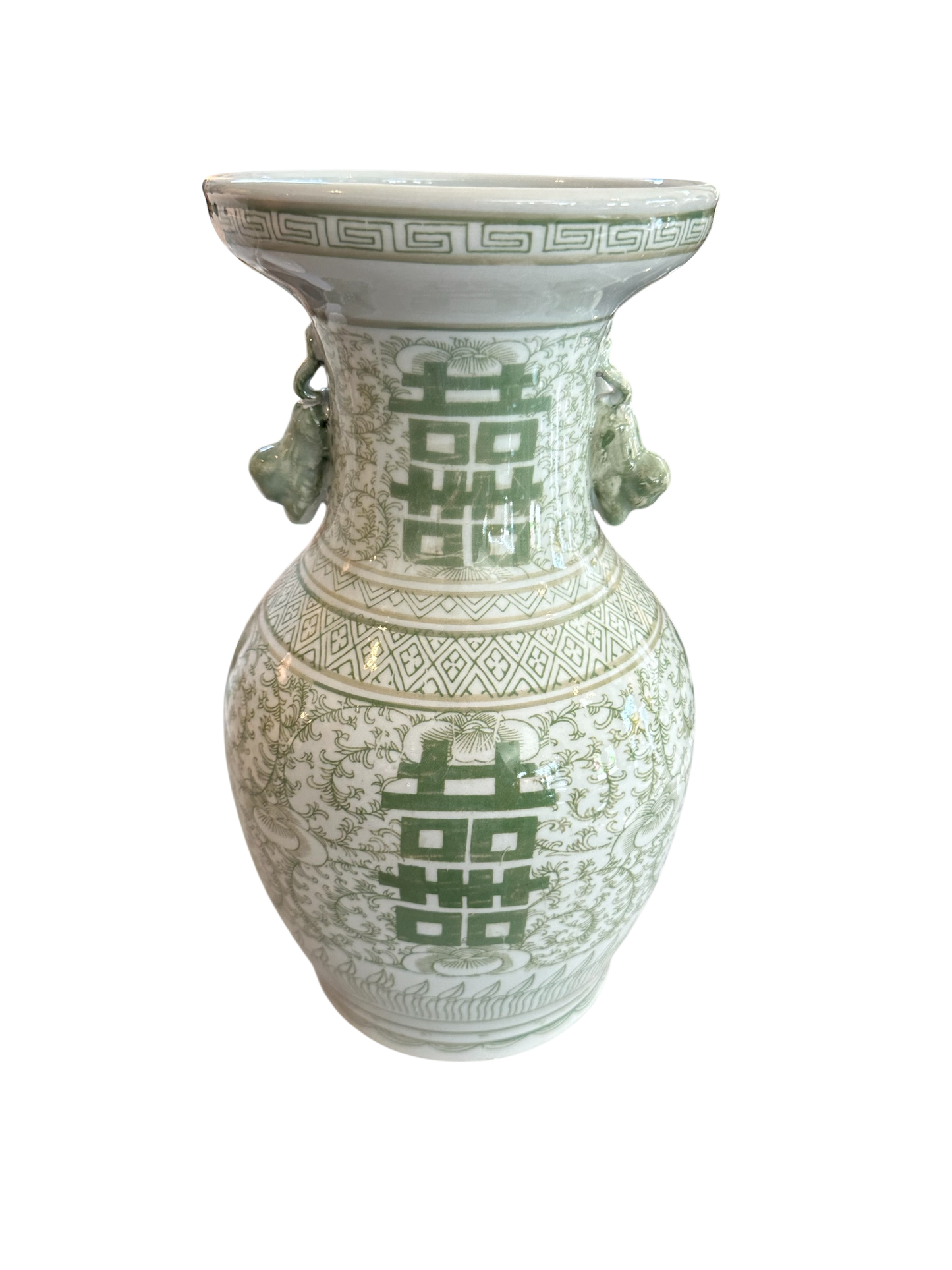 Green & White Medium Lug Vase