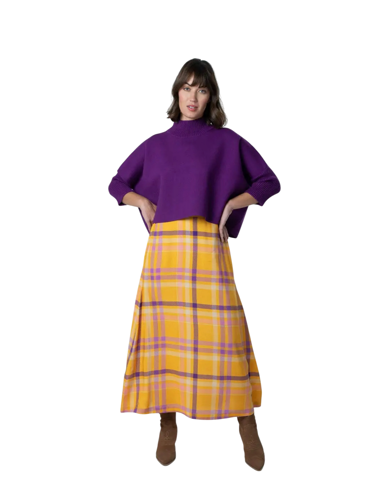 Yellow & Purple Plaid Skirt