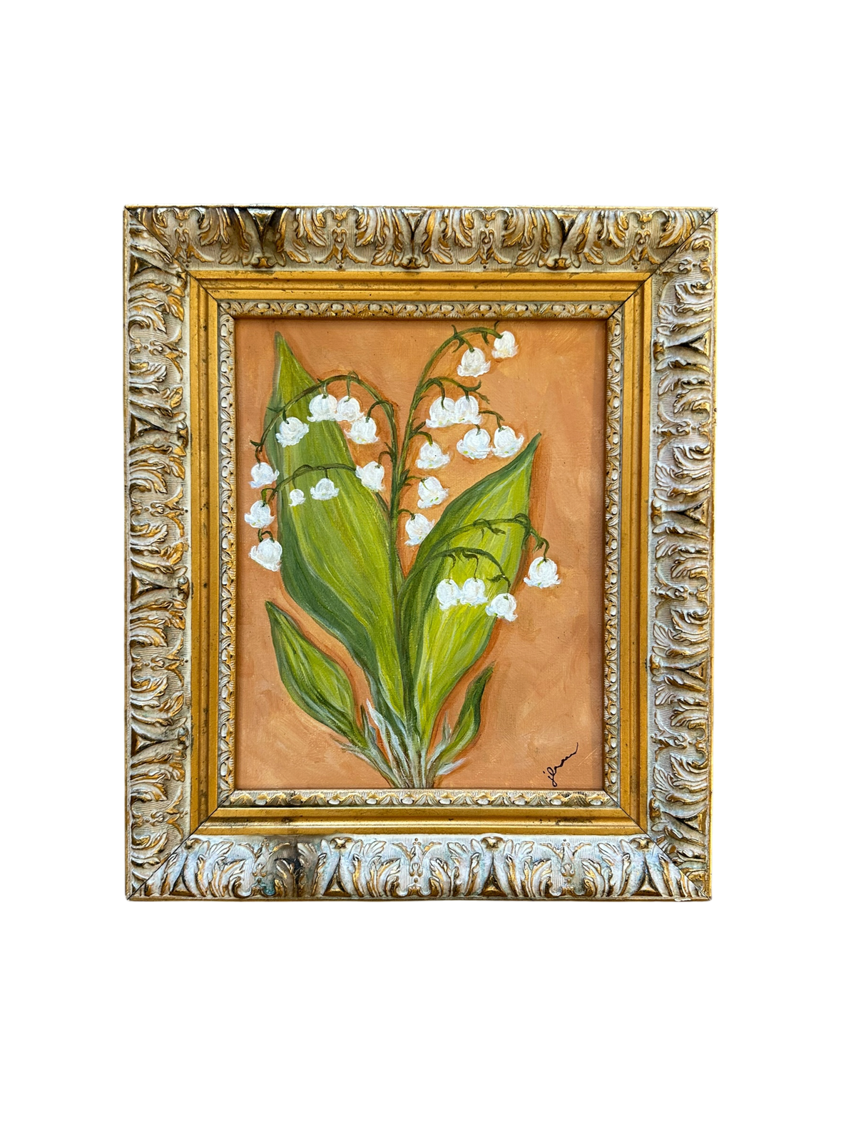 Jenn Leverett Art - Lily of the Valley in Gilt Frame