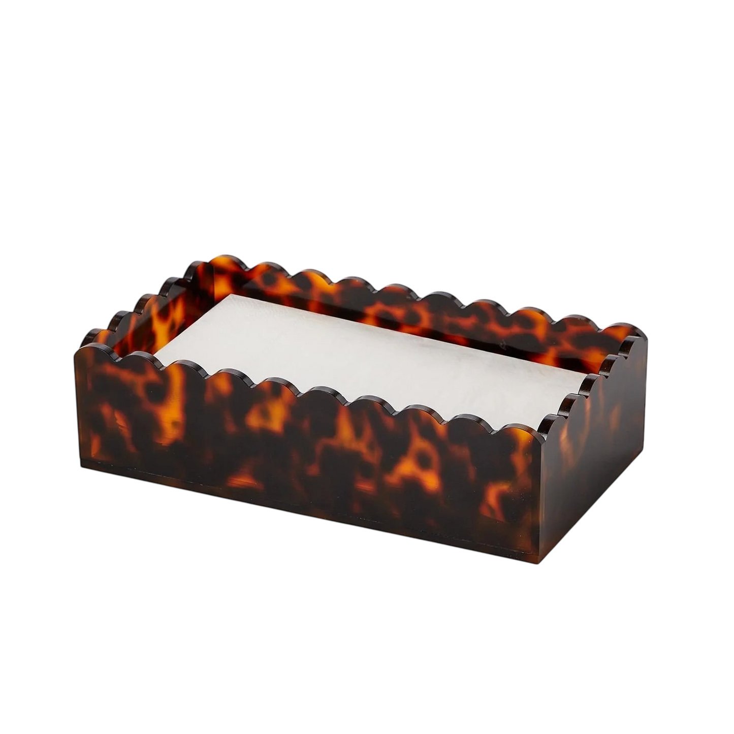 Tortoise Scalloped Edge Guest Napkin Holder