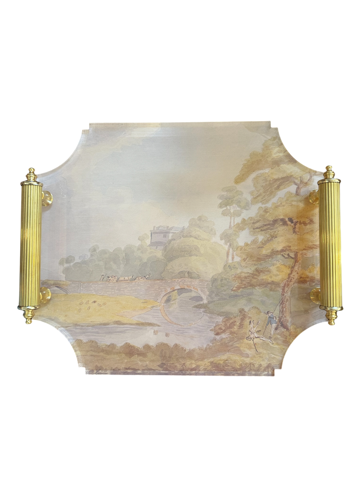 Acrylic Tray with Brass Handles - Landscape