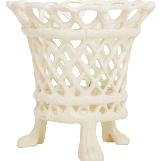 Ivory Lattice Footed Planter