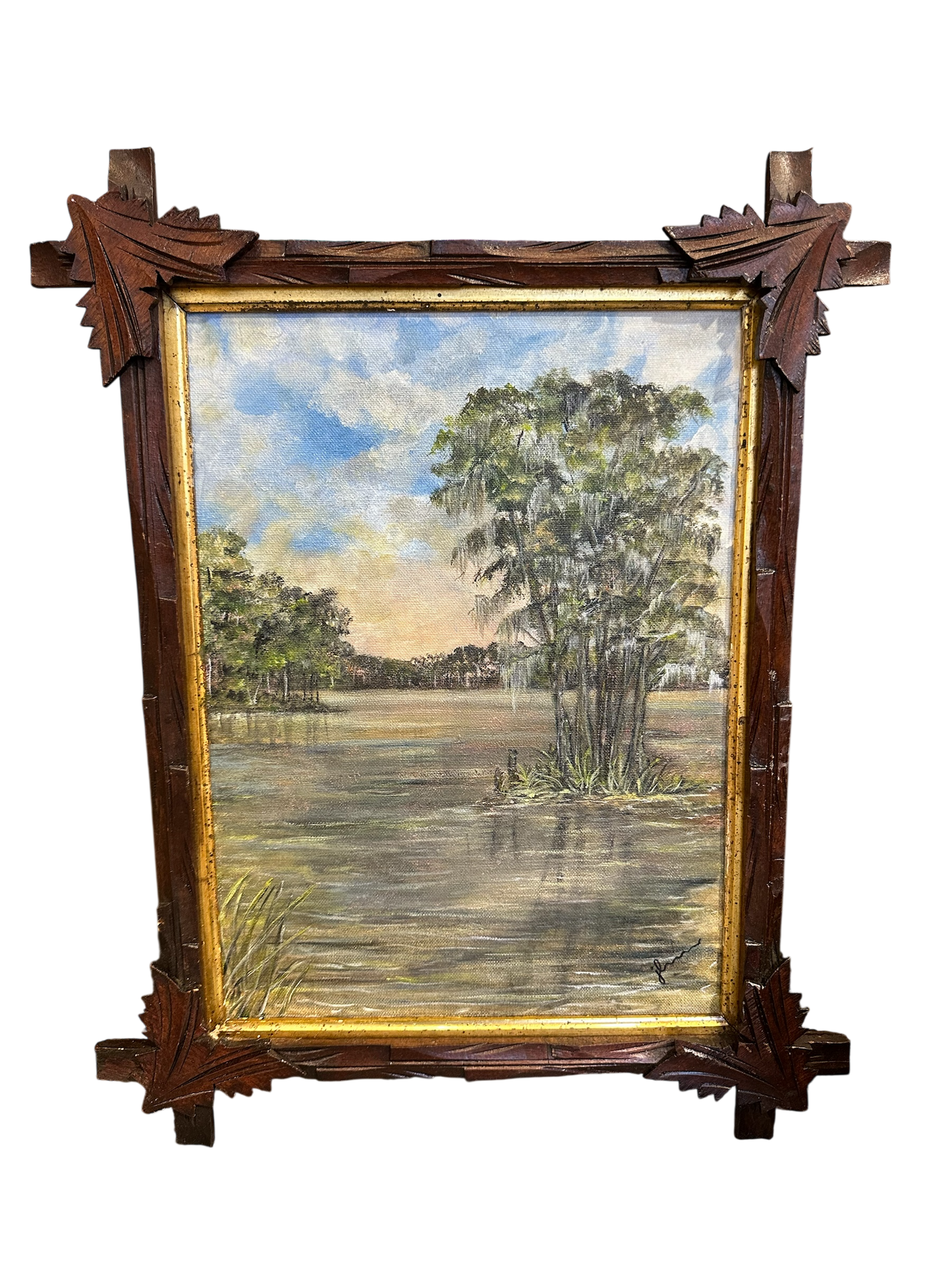 Jenn Leverett Art - Cypress Scene in Black Forest Frame