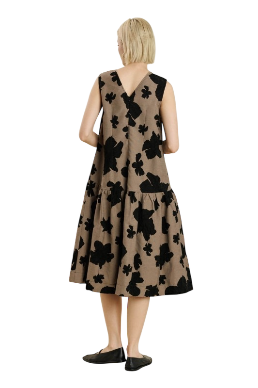 Drop Waist Jacquard Midi Dress