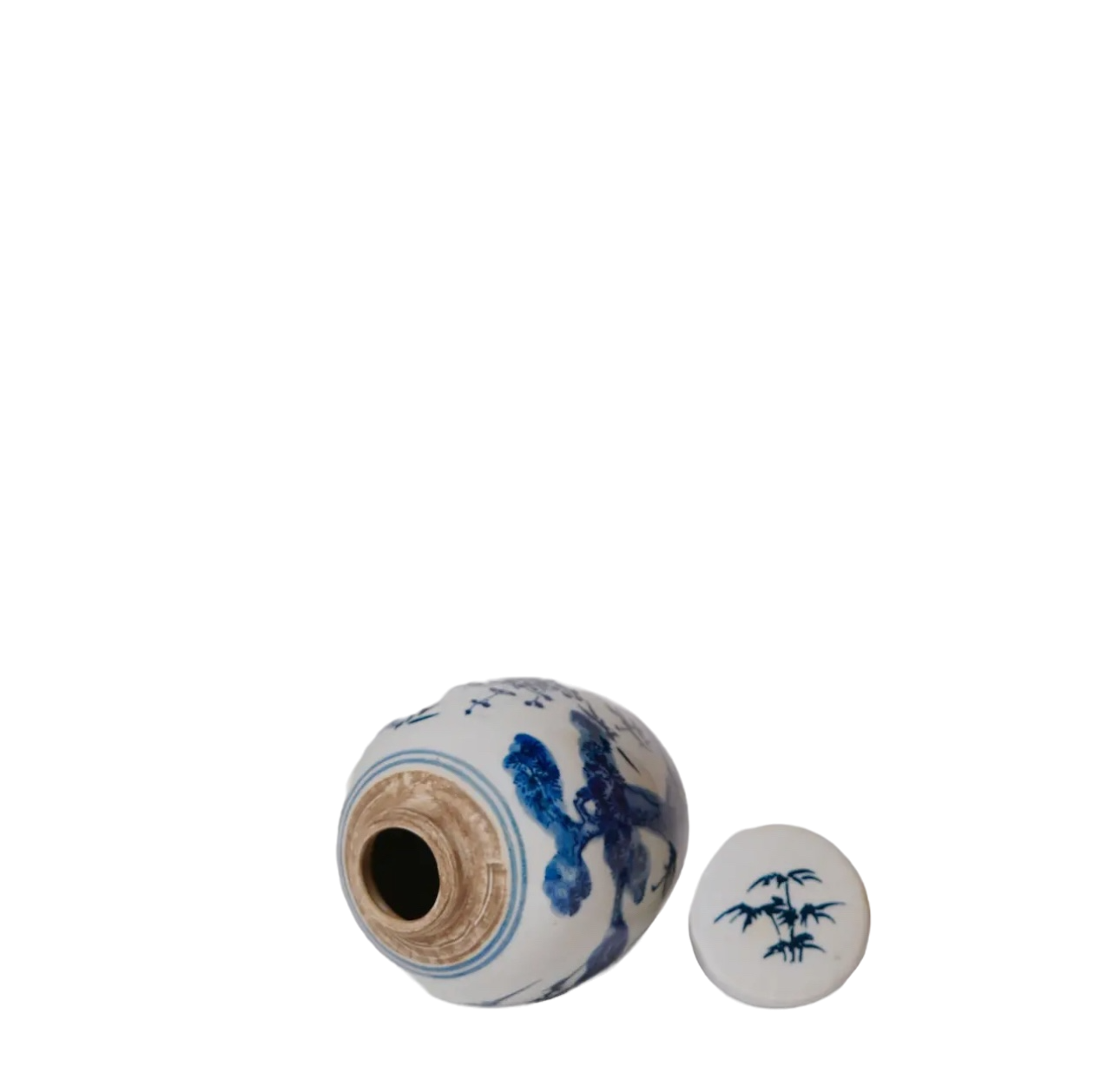 Blue & White landscape Round Jar