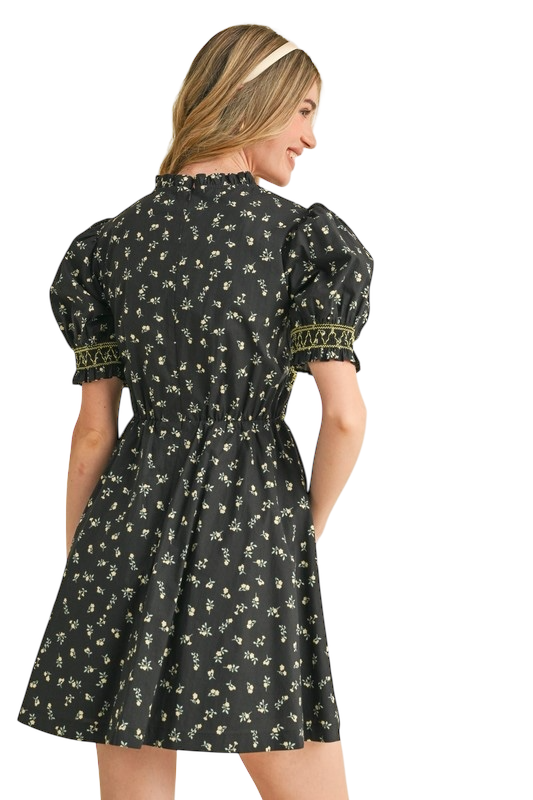 Floral Smocked Puff Sleeve Mini
