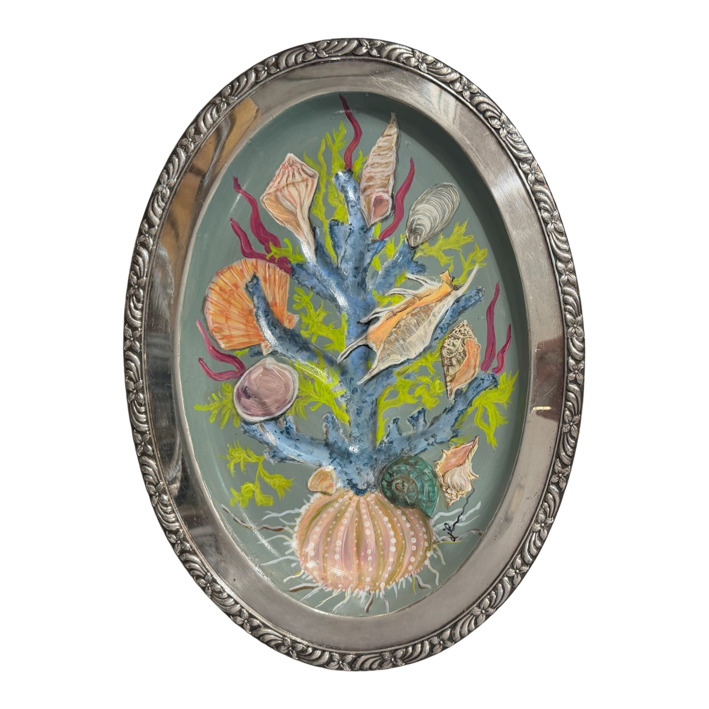 Jenn Leverett Art - Coral Tree on Silver Tray II