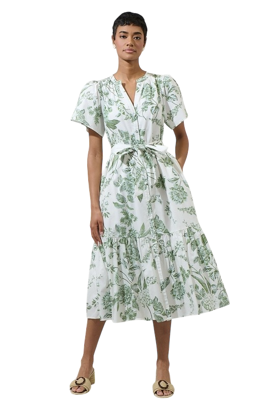 Bria Floral Belted Midi