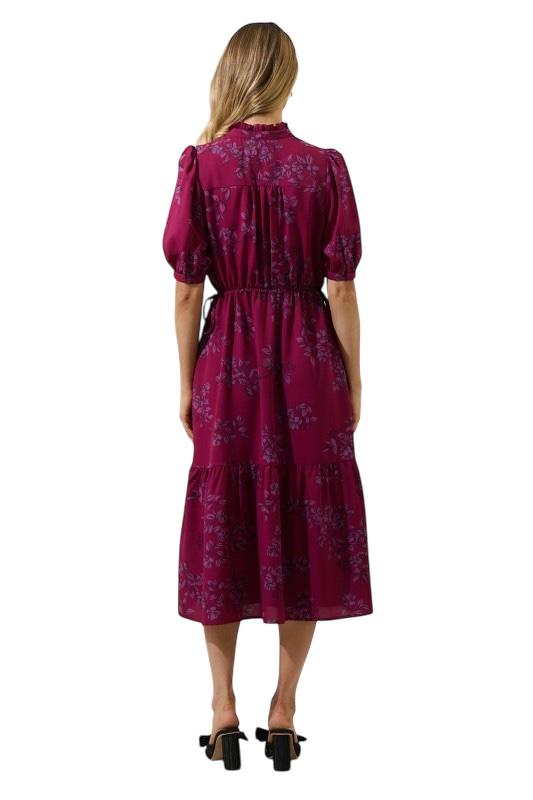 Pleated Floral Midi Dress