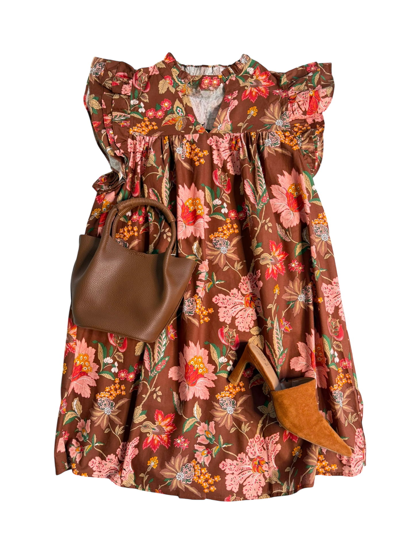 Chocolate & Coral Floral Mini