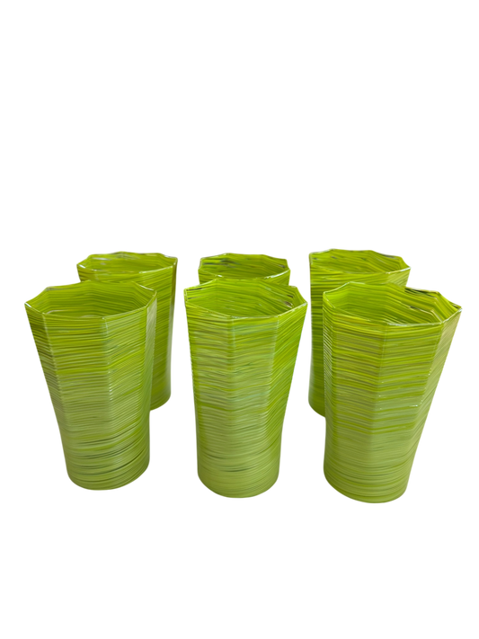 Set of 6 Tall Octagonal Twist Glasses