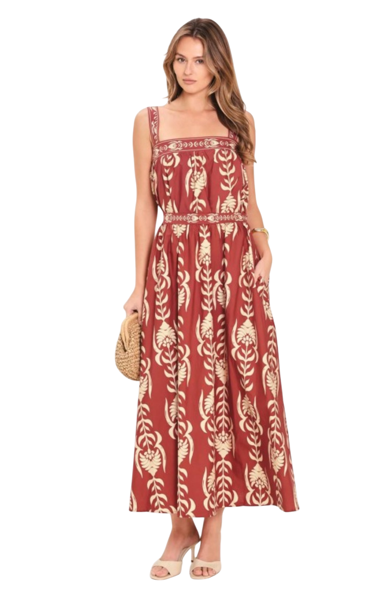 Burgundy Floral Maxi Skirt
