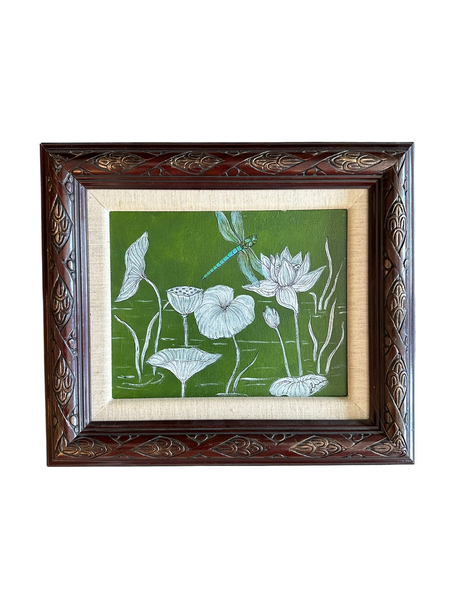 Jenn Leverett Art - Dragonfly & Lotus Reverse