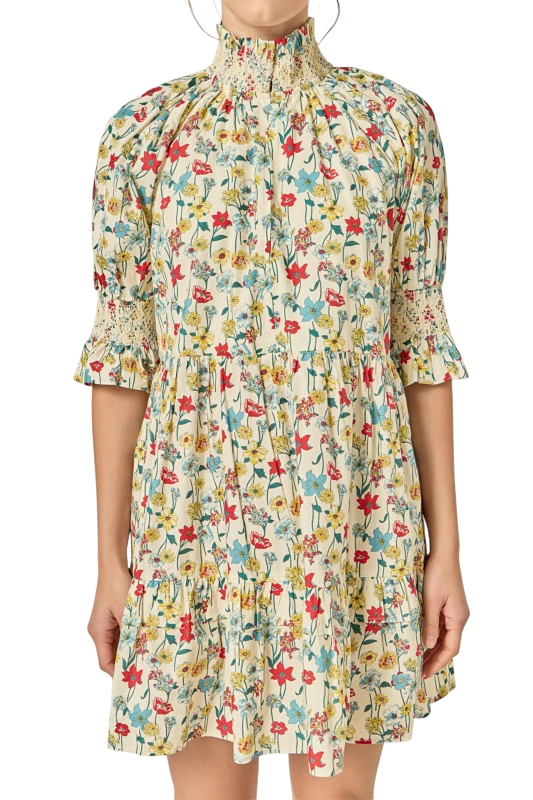 Multicolor Floral Smocked Mini