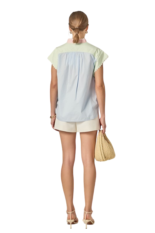 Ric Rac Color Block Button Up