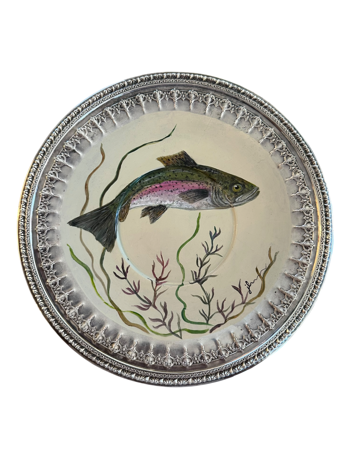 Jenn Leverett Art - Flora Danica Trout on Silver