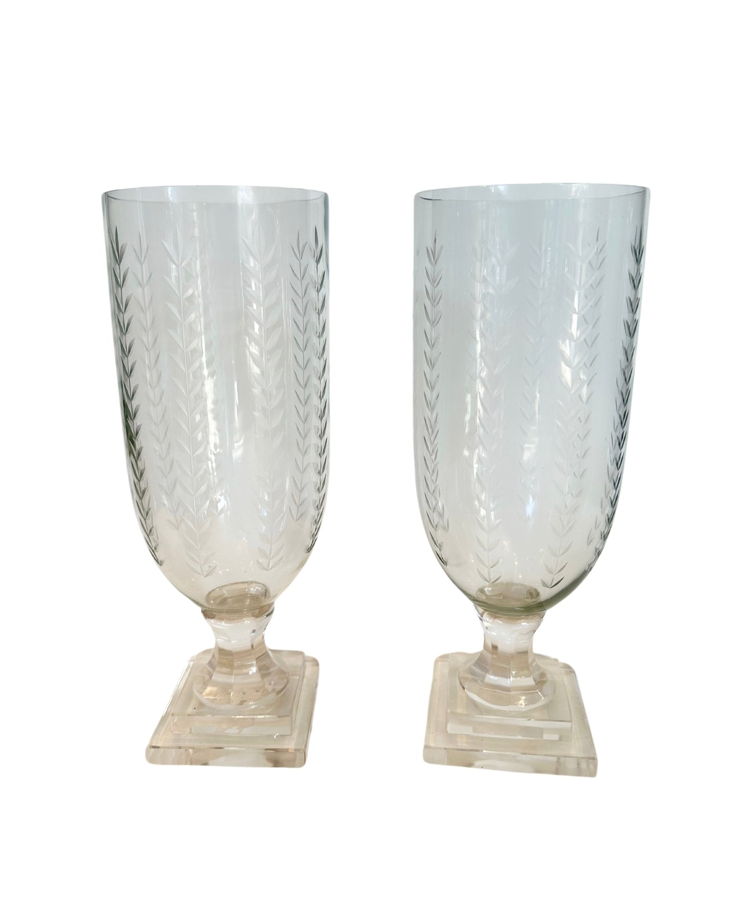 Pair of Laurel Leaf Etched Hurricanes