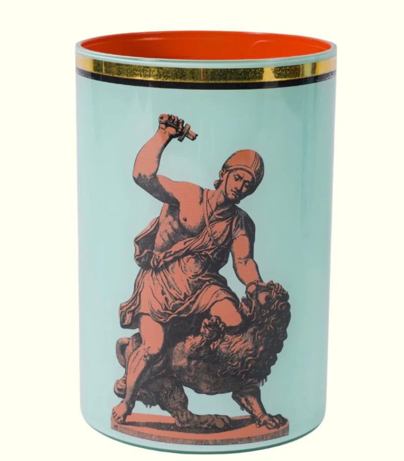 Roman Soldier & Lion Brush Pot