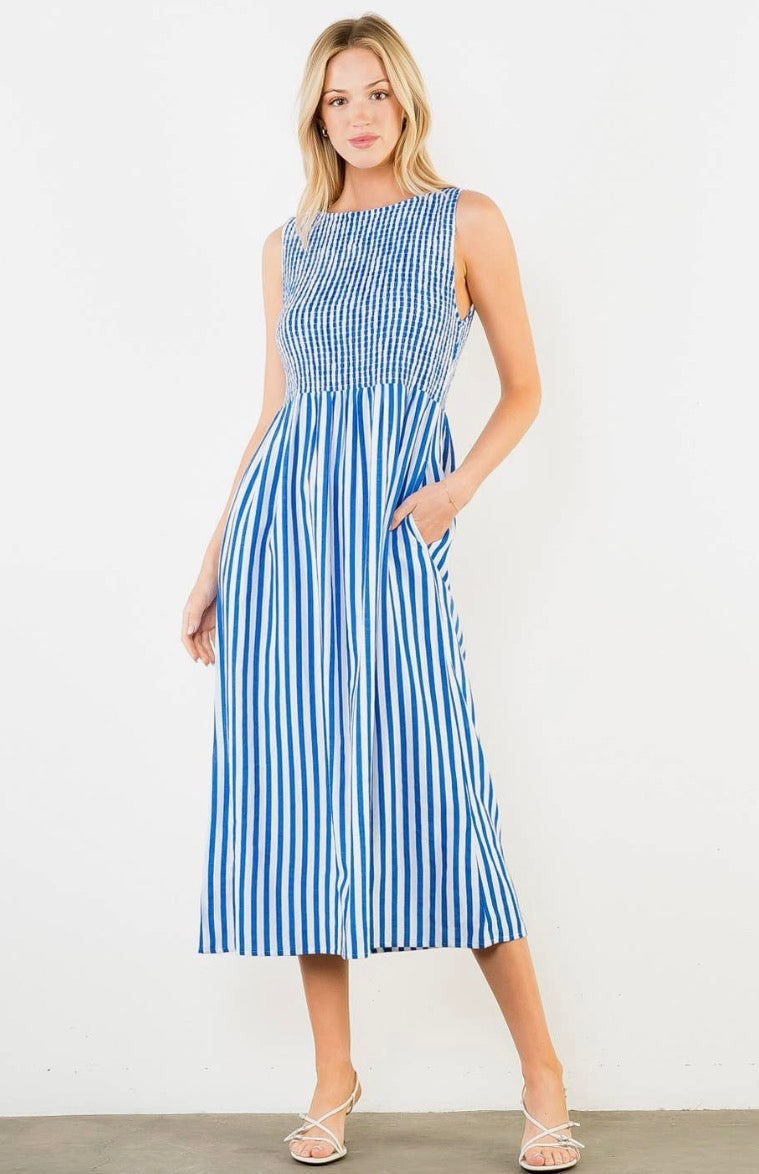 Sleeveless Striped Midi Dress