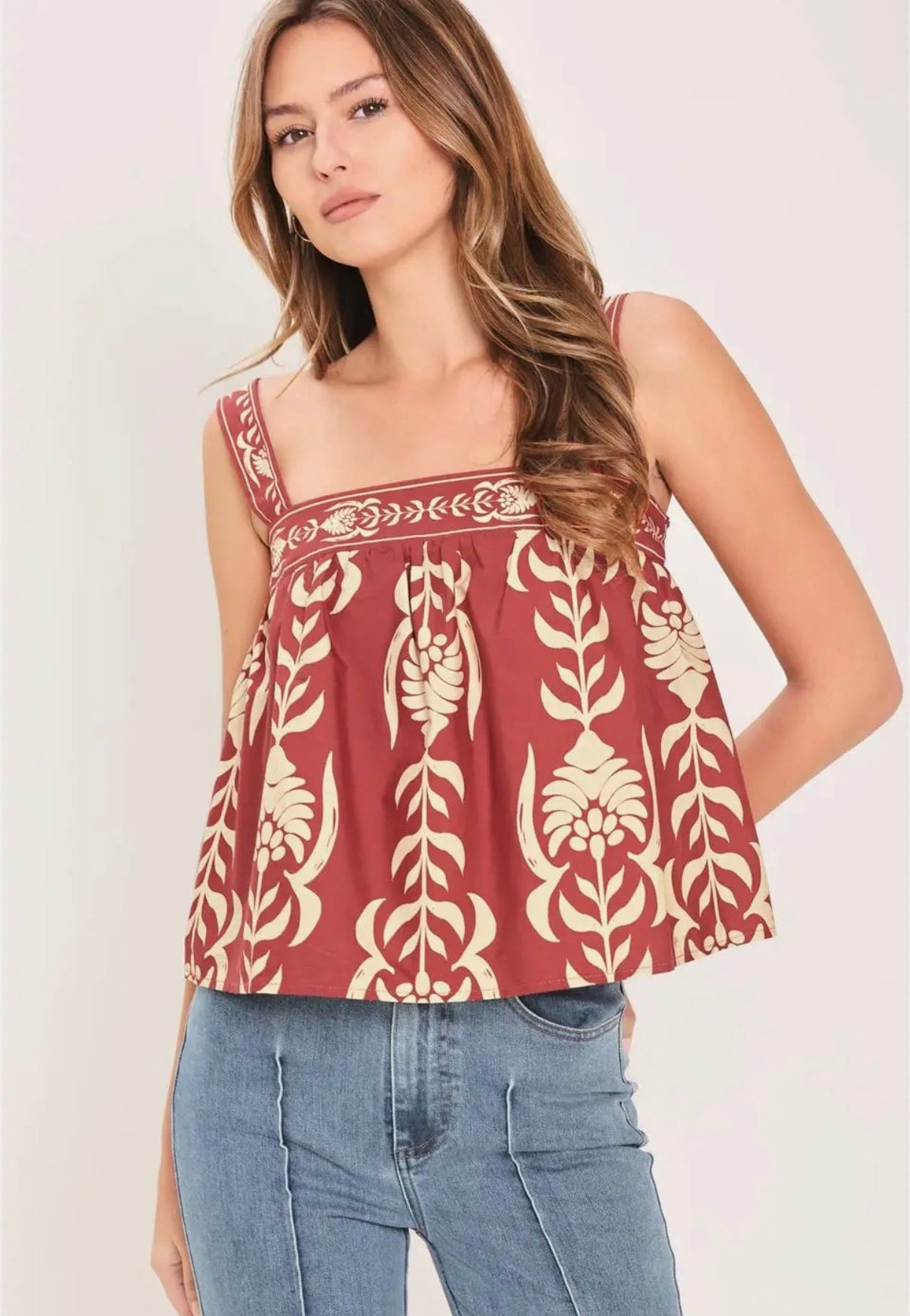 Burgundy Pattern Top