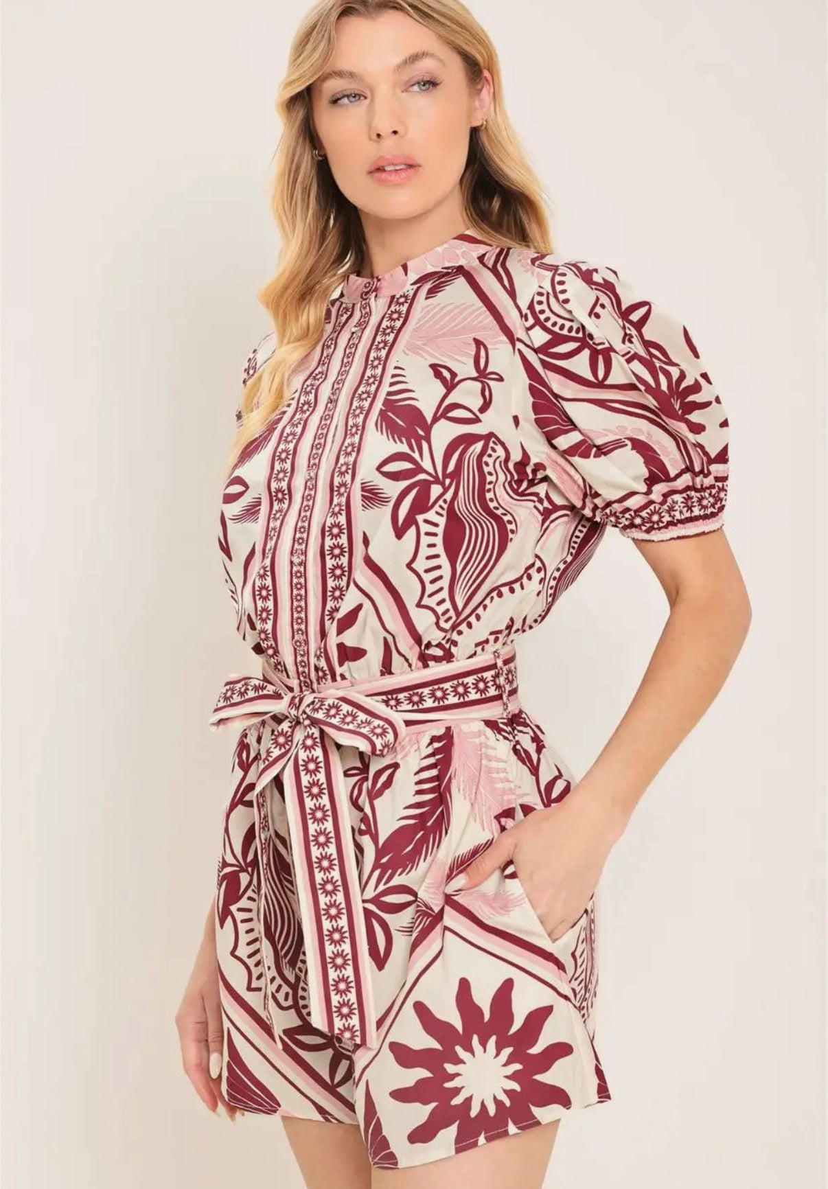 Burgundy Pattern Romper