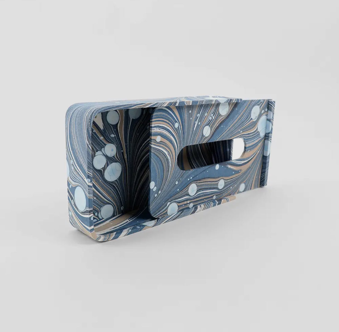 Marbled Rectangular Tissue Box - Fire Whirl Blue