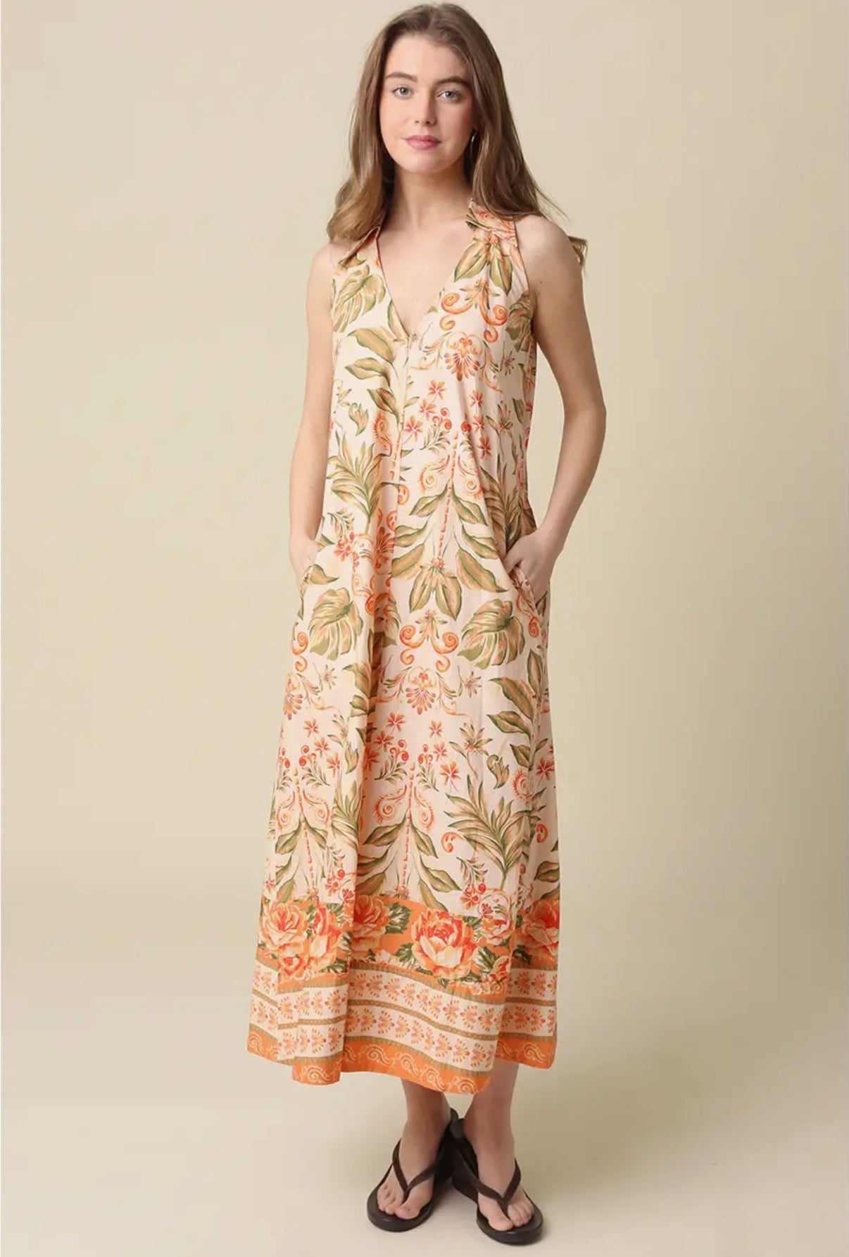 Peach Printed Maxi