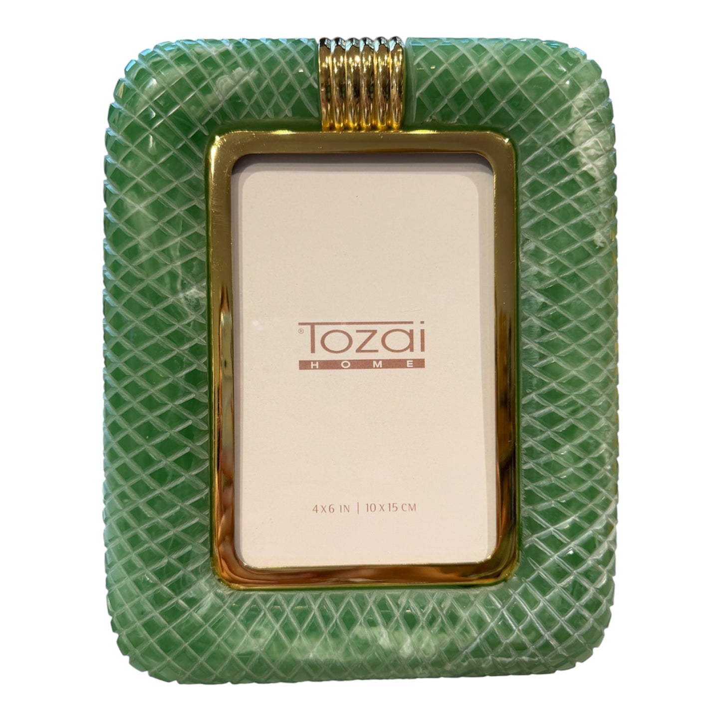4" x 6" Jade Frame with Deco Brass Accents