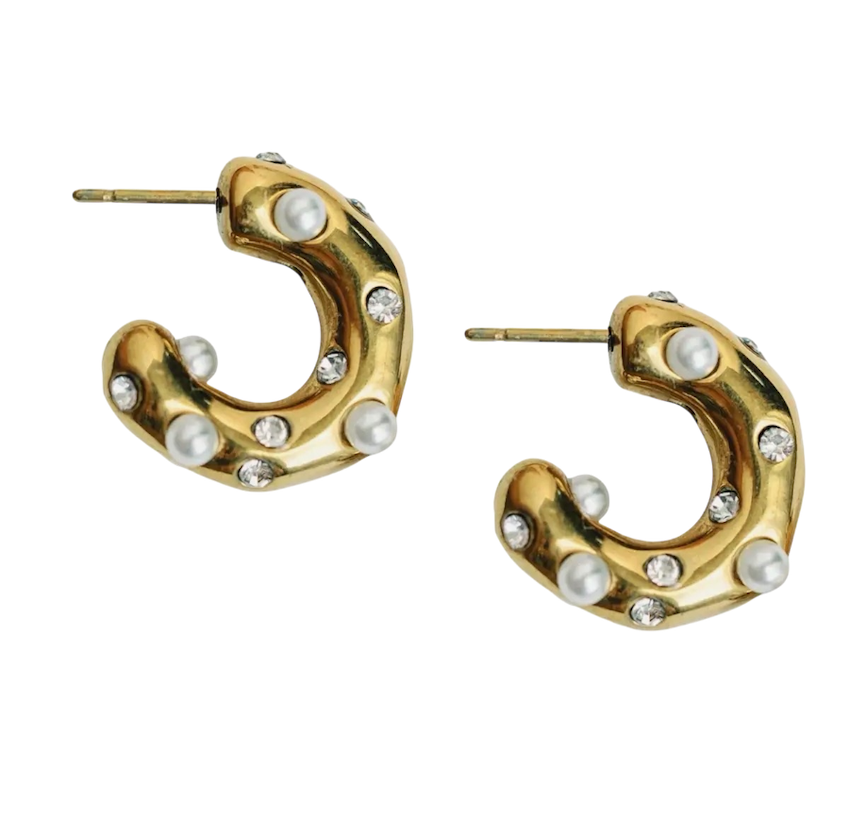 Diamond Pearl Mini Hoops