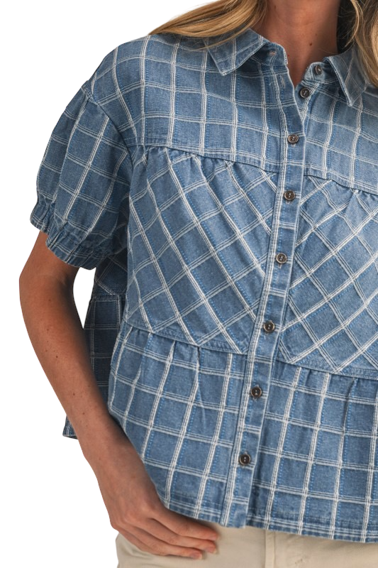 Checkered Denim Button Down