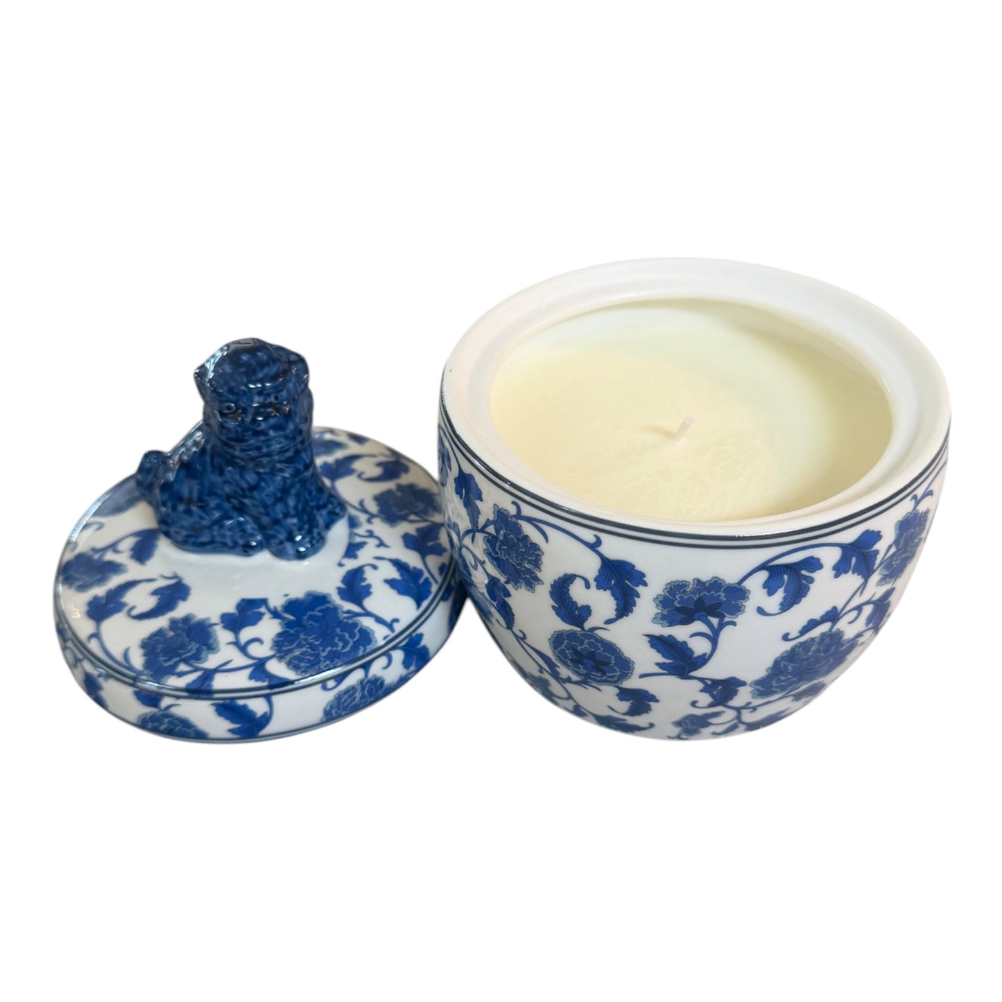 Blue & White Lion Candle