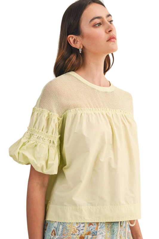 Mesh Bubble Sleeve Top