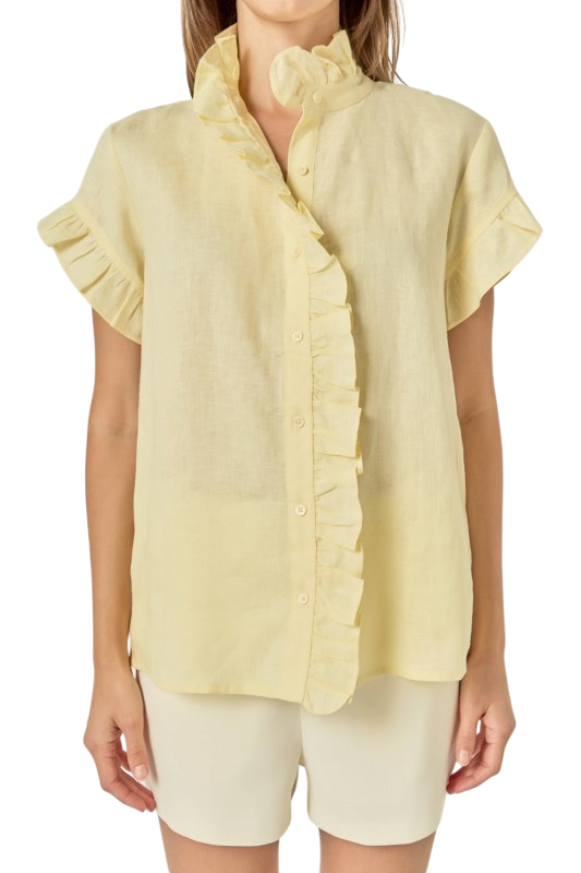 Linen Ruffle Shirt- 5 Colors