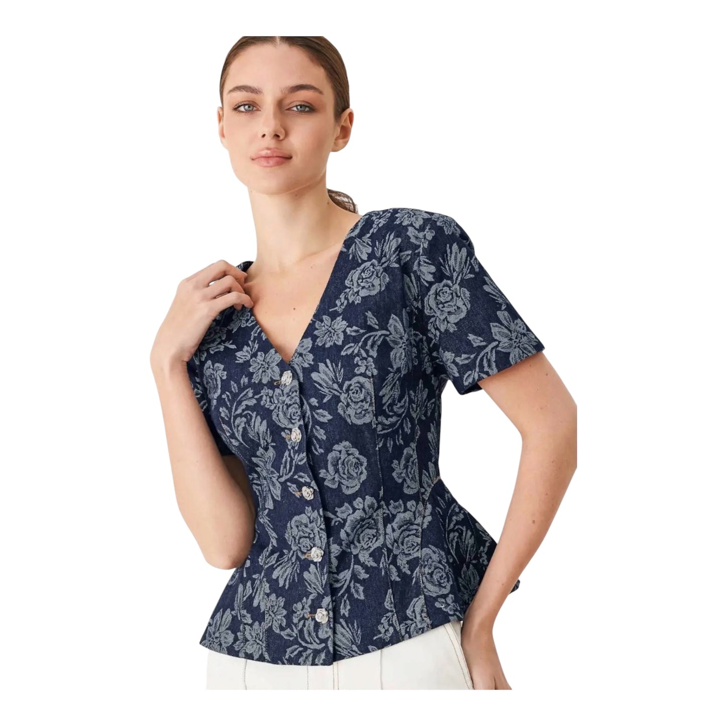 Jaquard Floral Denim Topper
