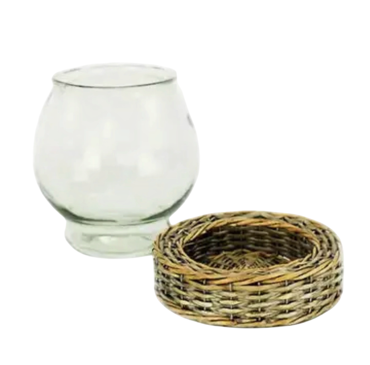 Large Glass and Wicker Terrarium